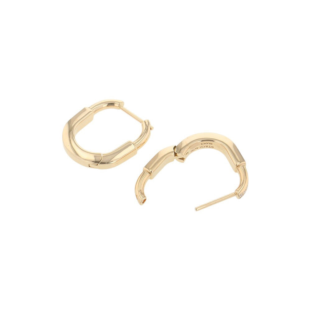 TIFFANY&Co. Padlock Half-Diamond Earrings Size Small74366031 18K Yellow Gold