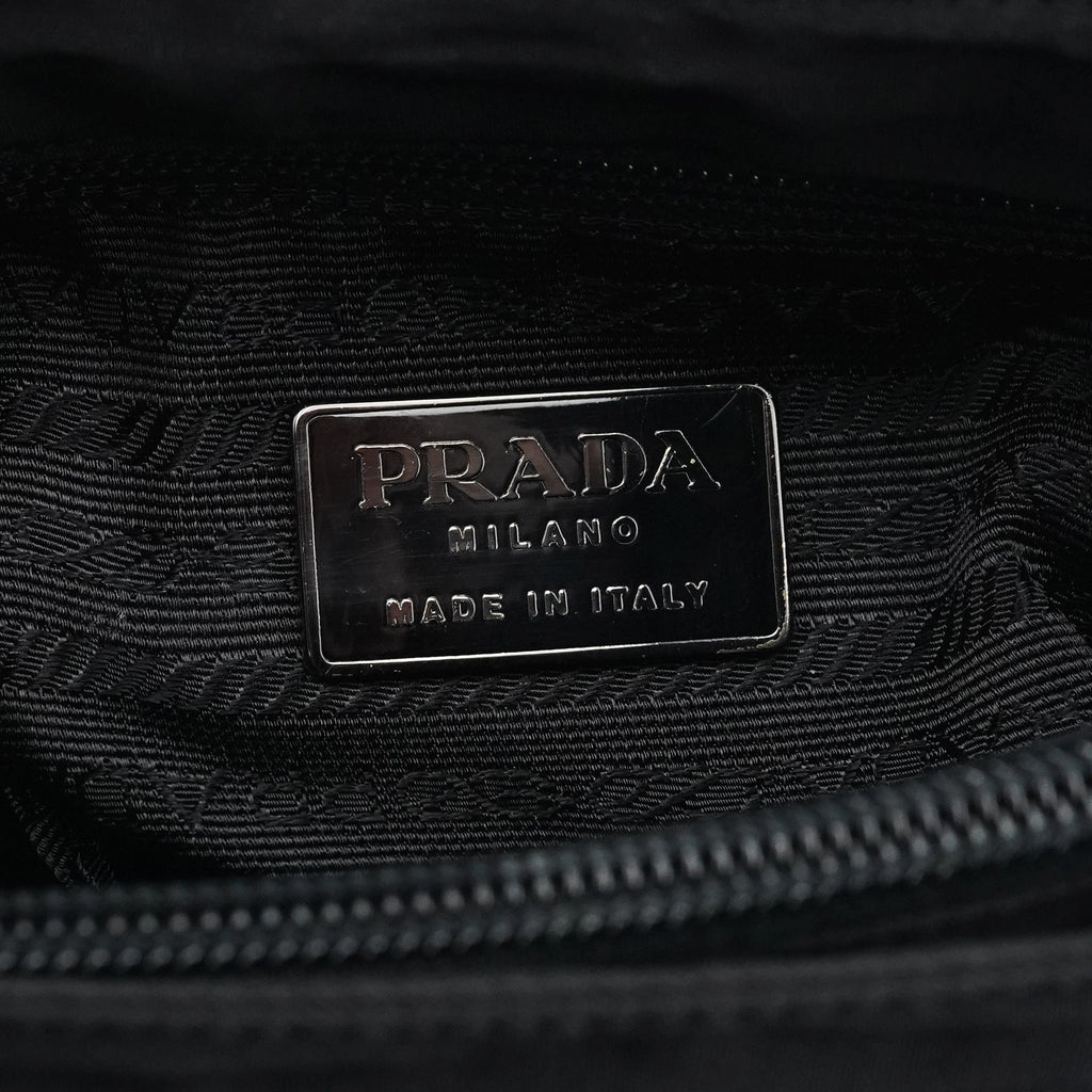 Black Tessuto Nylon Metal Hoop Handle Bag