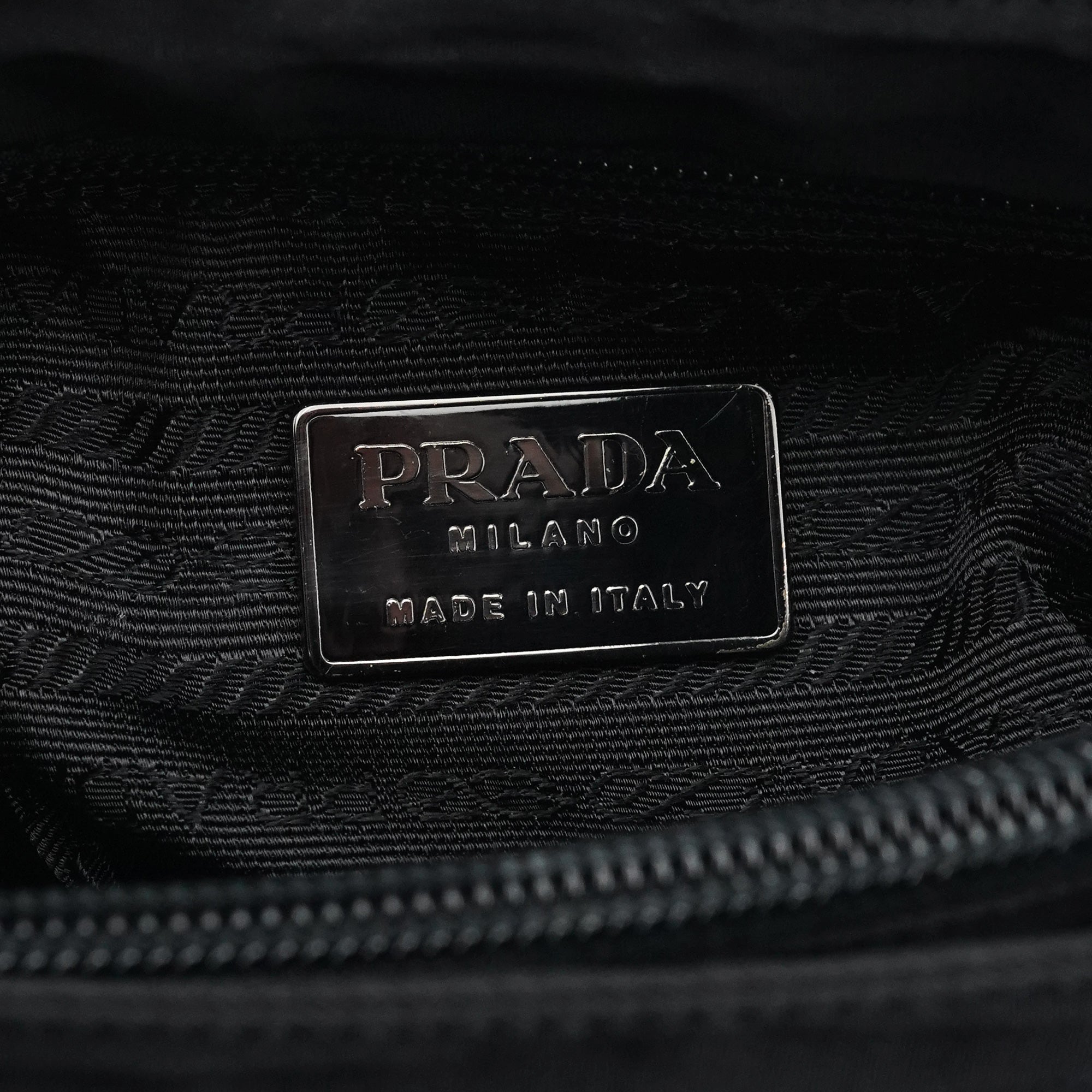 Black Tessuto Nylon Metal Hoop Handle Bag