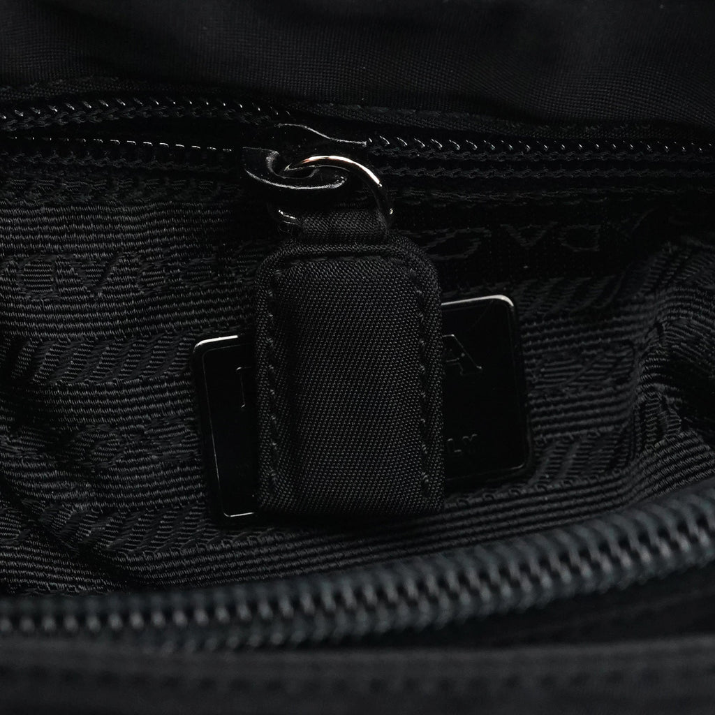 Black Tessuto Nylon Metal Hoop Handle Bag