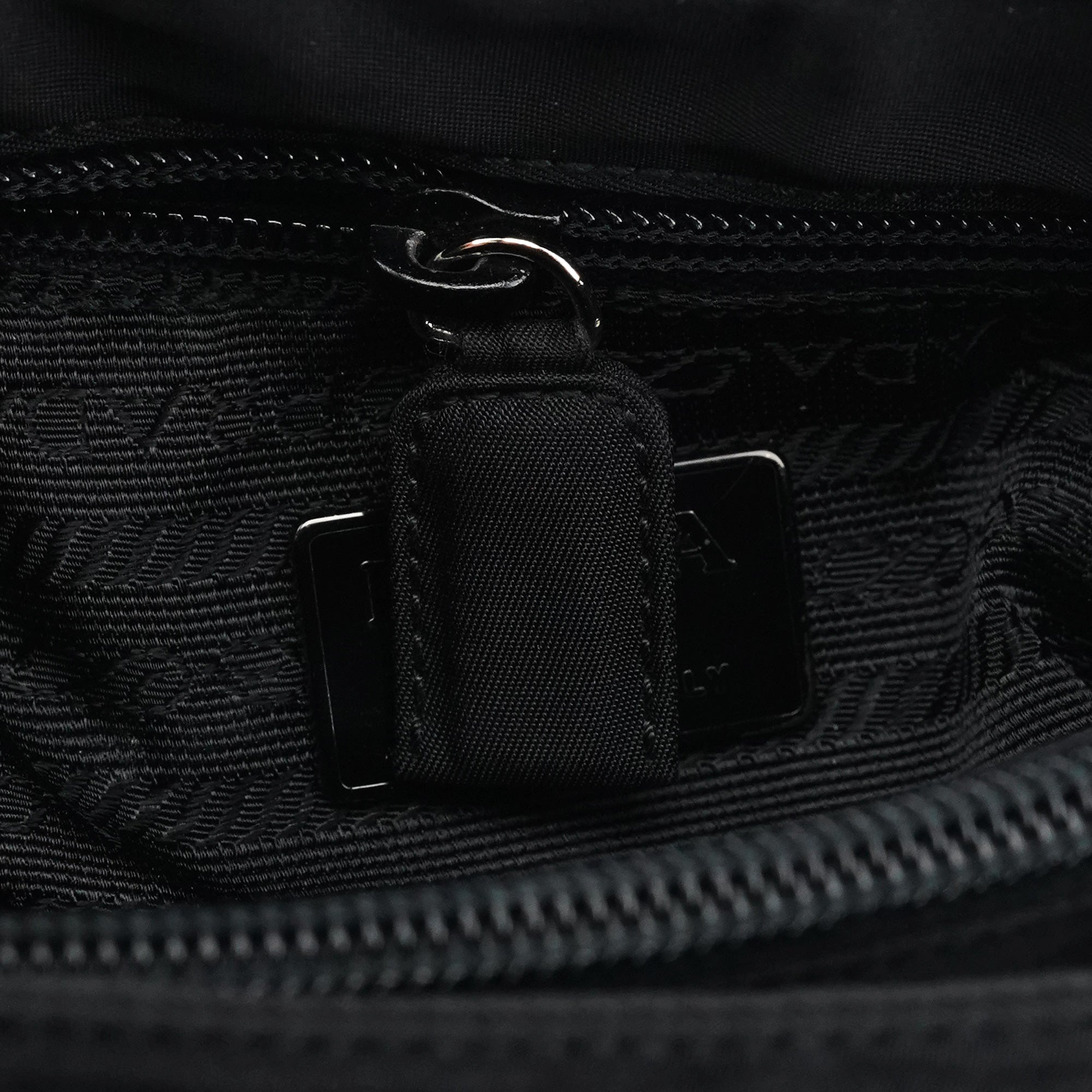 Black Tessuto Nylon Metal Hoop Handle Bag
