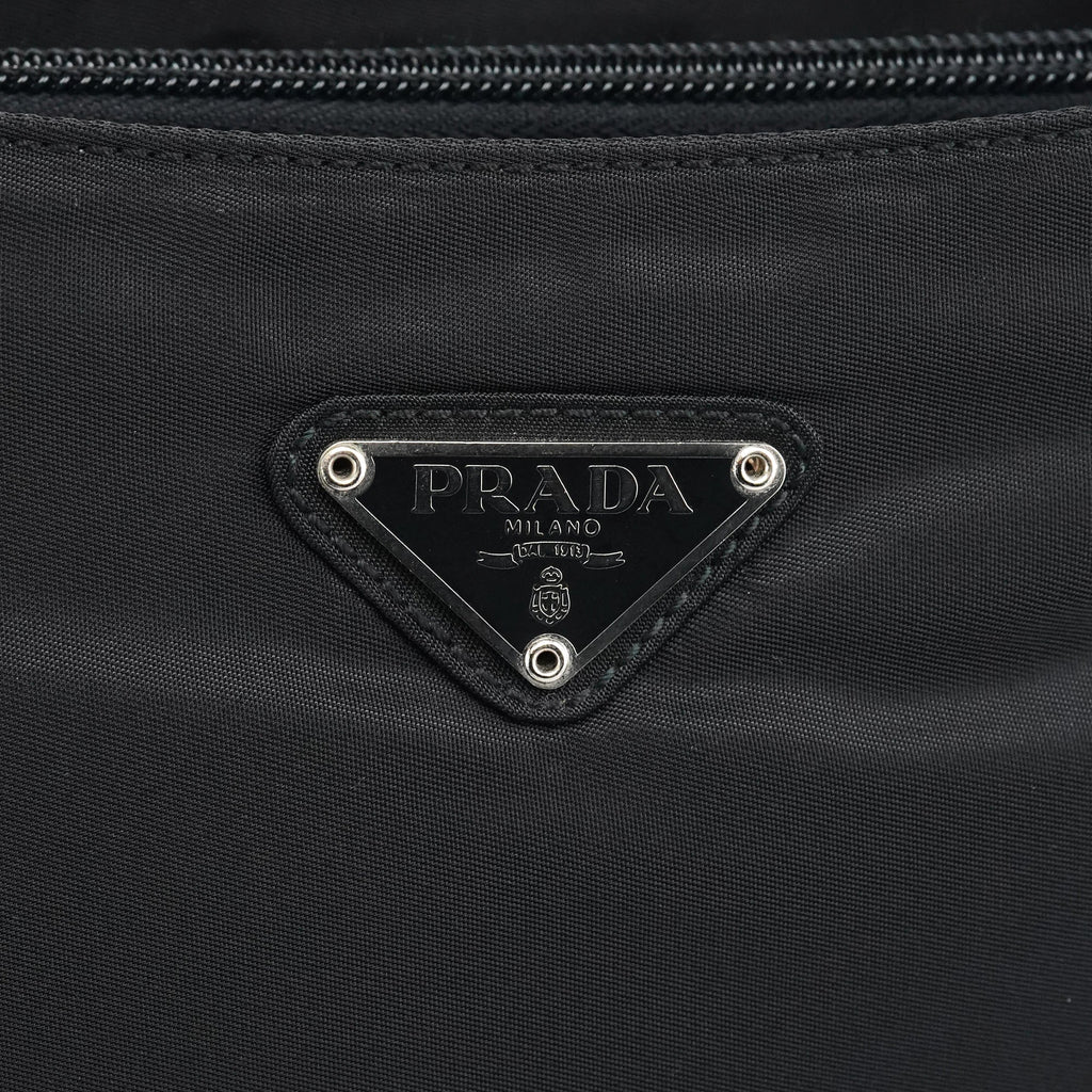 Black Tessuto Nylon Metal Hoop Handle Bag