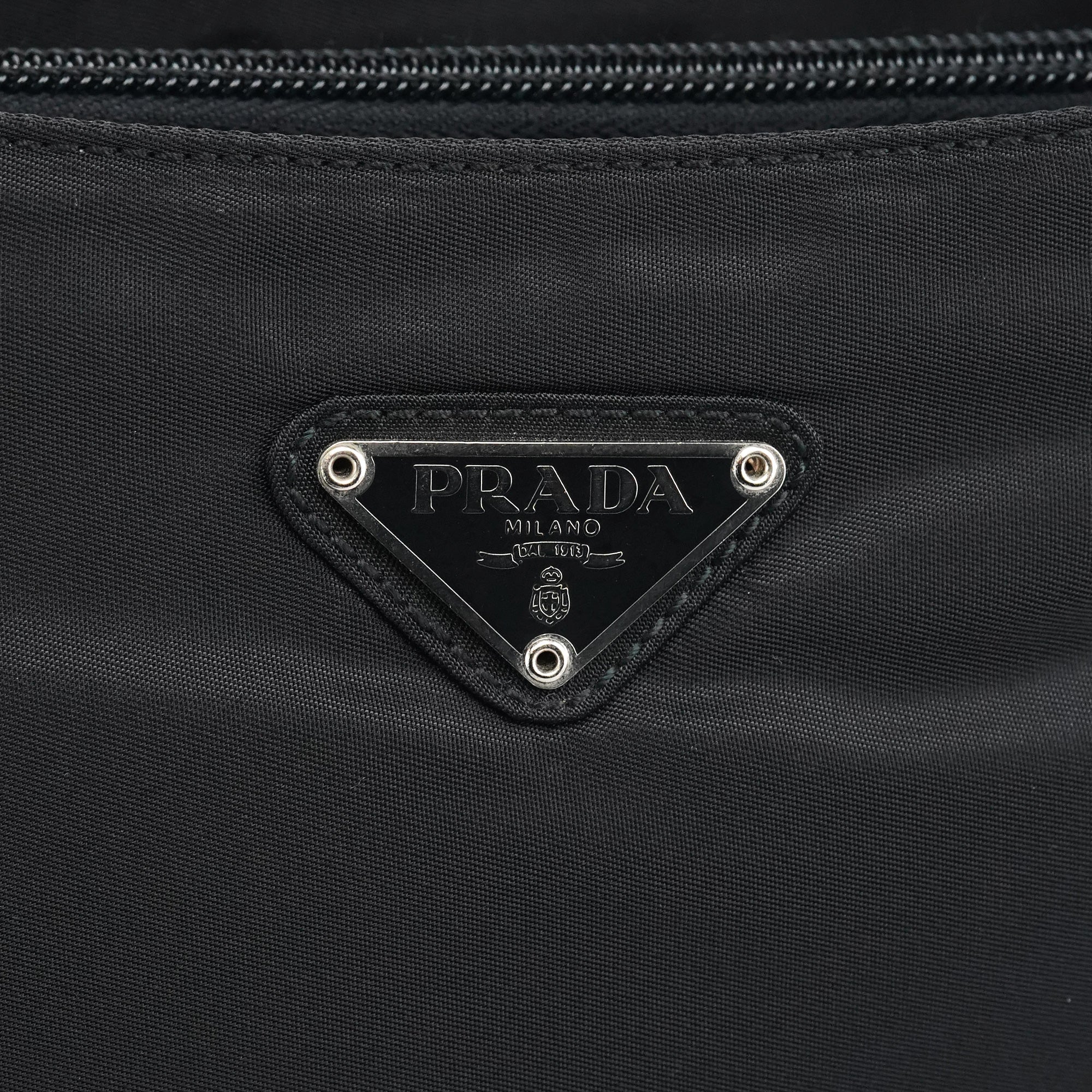 Black Tessuto Nylon Metal Hoop Handle Bag