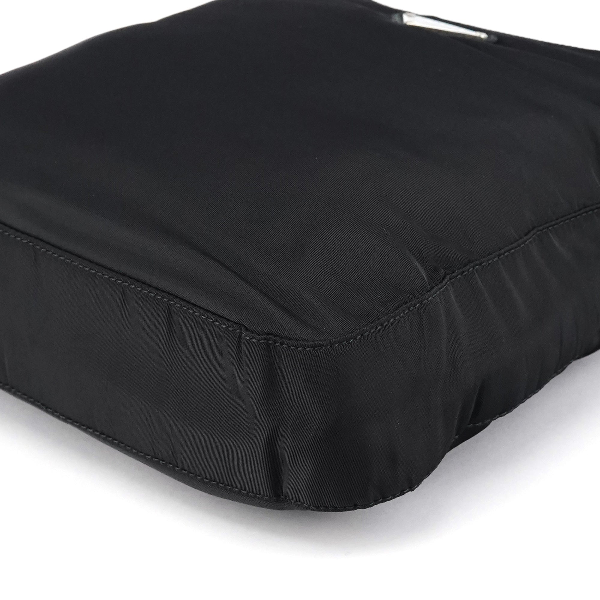 Black Tessuto Nylon Metal Hoop Handle Bag