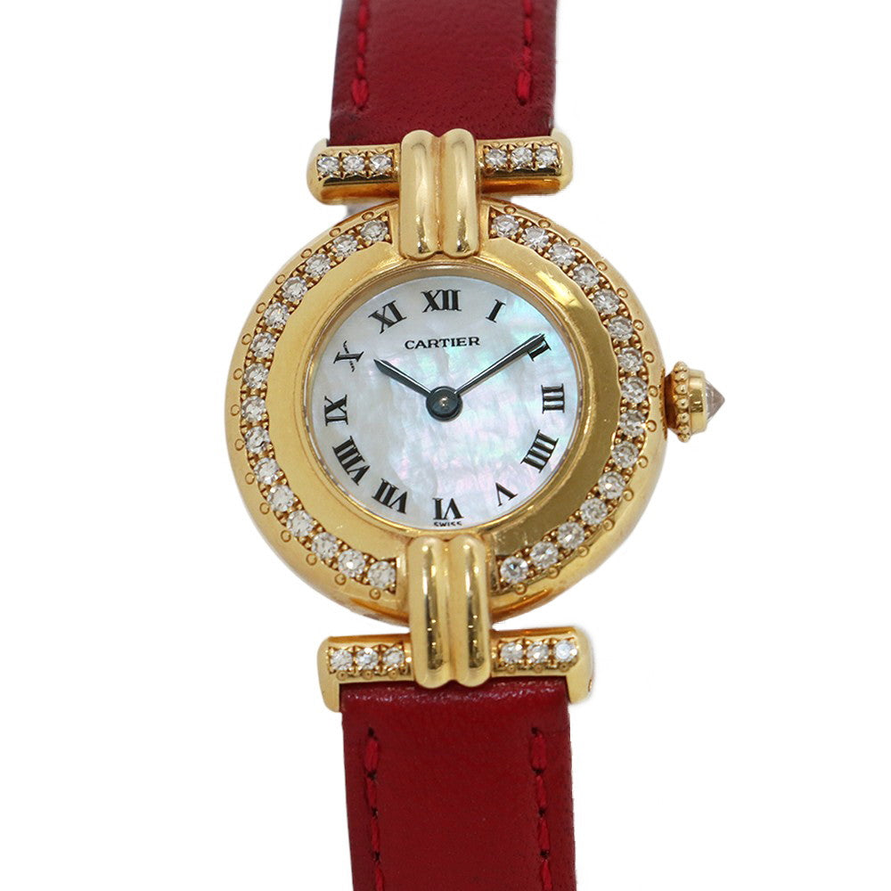 CARTIER Mastocolize SM W23mm K18YG Leather White Shell Dial8057911