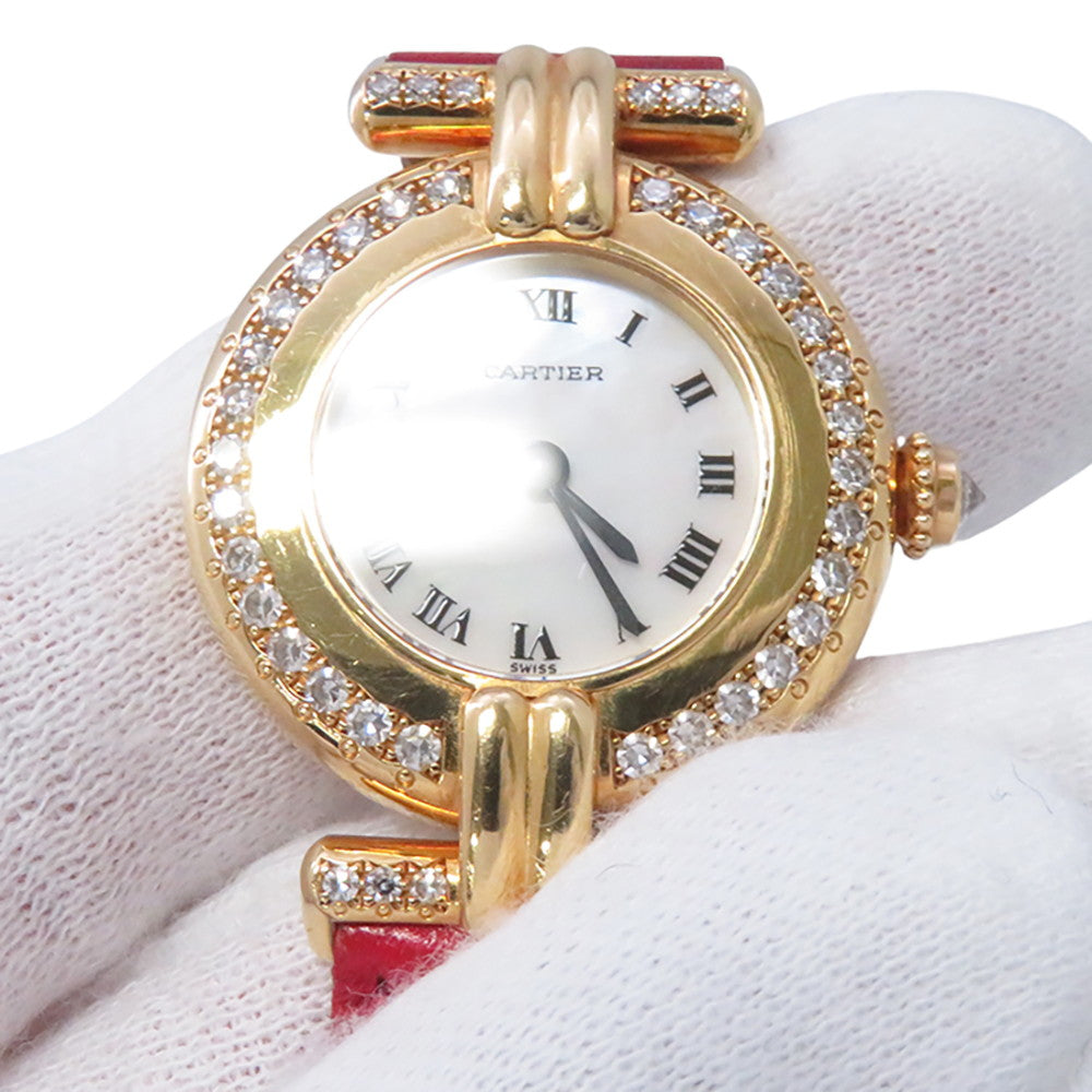 CARTIER Mastocolize SM W23mm K18YG Leather White Shell Dial8057911