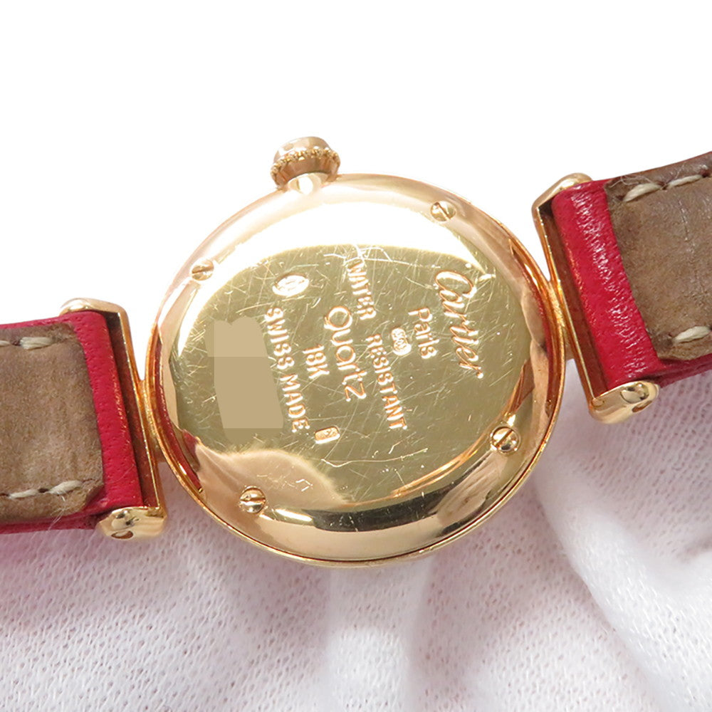 CARTIER Mastocolize SM W23mm K18YG Leather White Shell Dial8057911