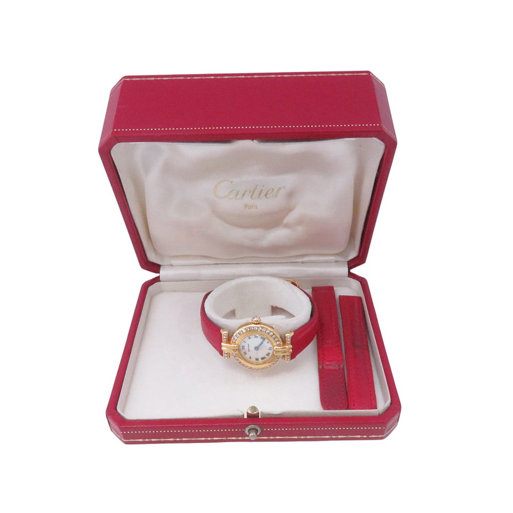 CARTIER Mastocolize SM W23mm K18YG Leather White Shell Dial8057911