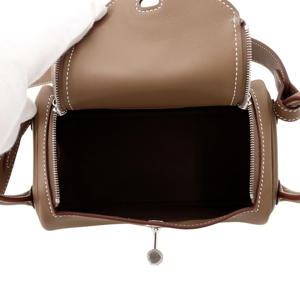 HERMES Lindy Etoupe Swift Leather Size Mini