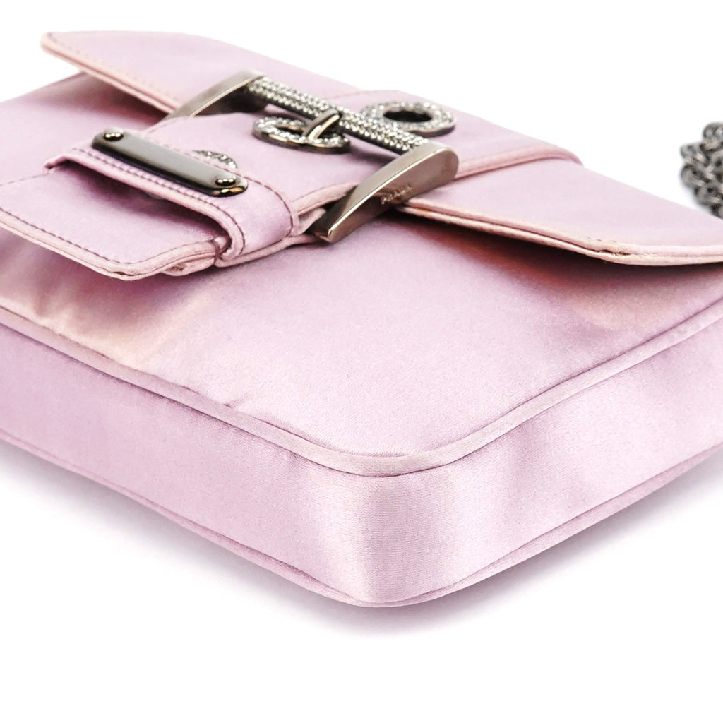 BR2765 Pink Satin Crystal Buckle Mini Bag