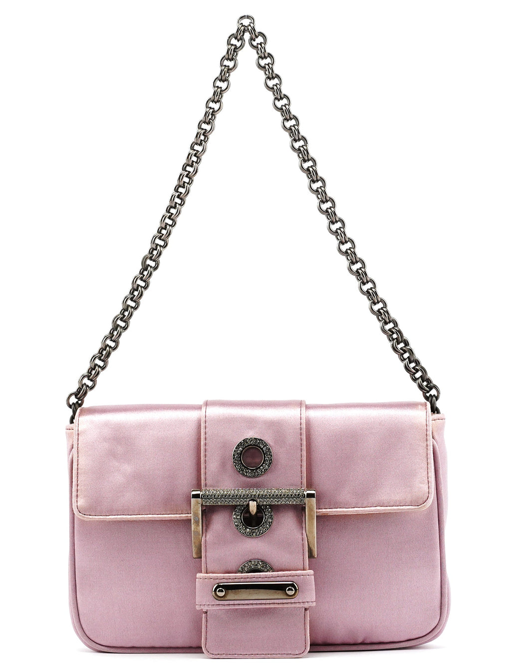 BR2765 Pink Satin Crystal Buckle Mini Bag