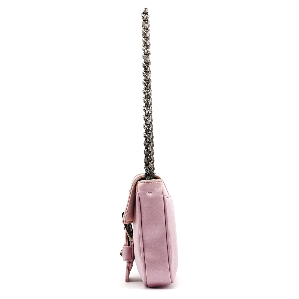 BR2765 Pink Satin Crystal Buckle Mini Bag