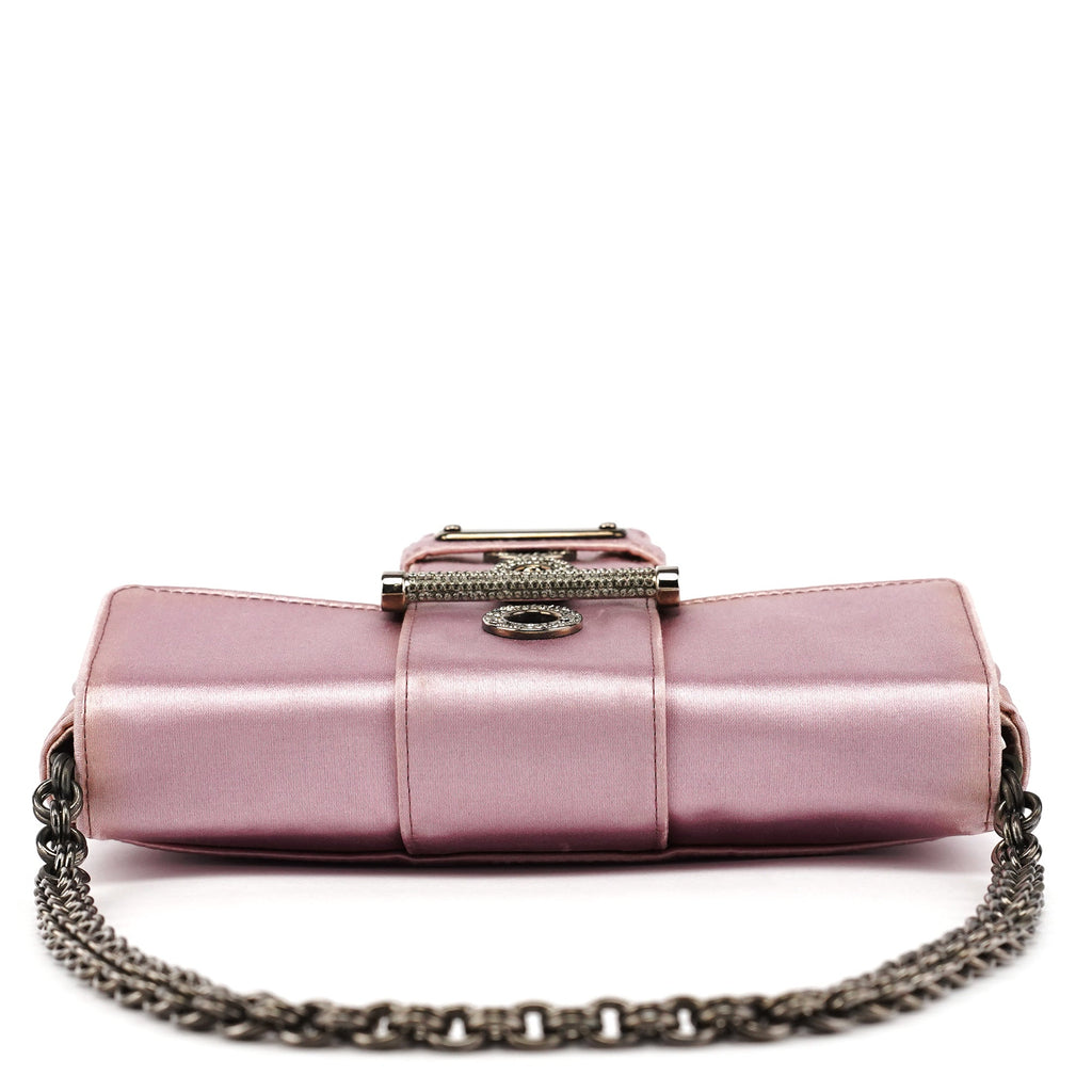 BR2765 Pink Satin Crystal Buckle Mini Bag