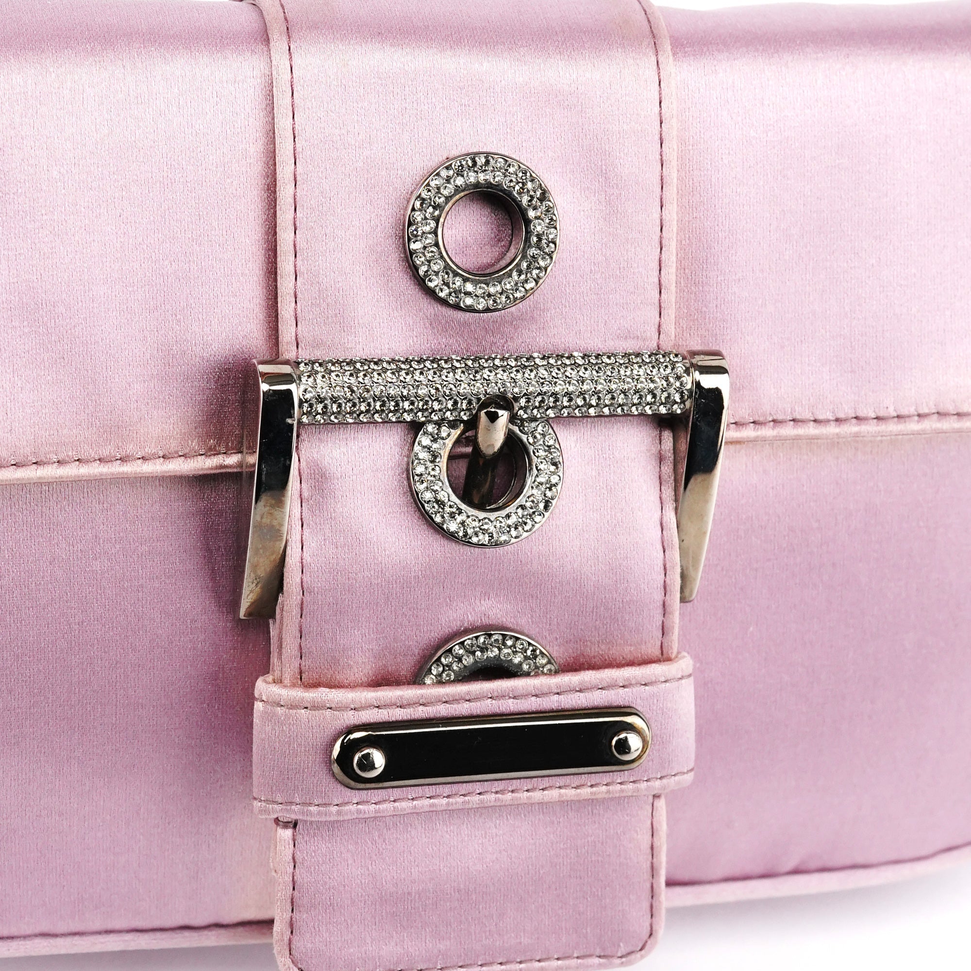 BR2765 Pink Satin Crystal Buckle Mini Bag