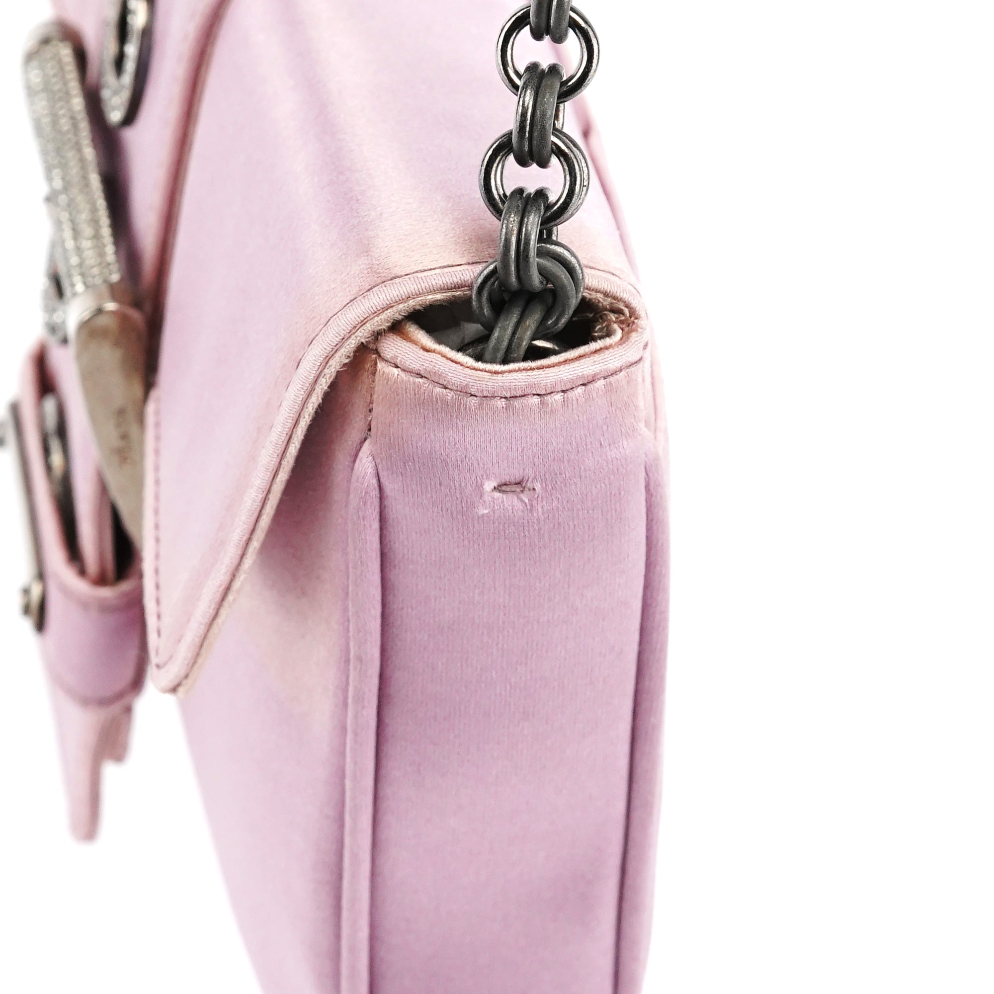 BR2765 Pink Satin Crystal Buckle Mini Bag