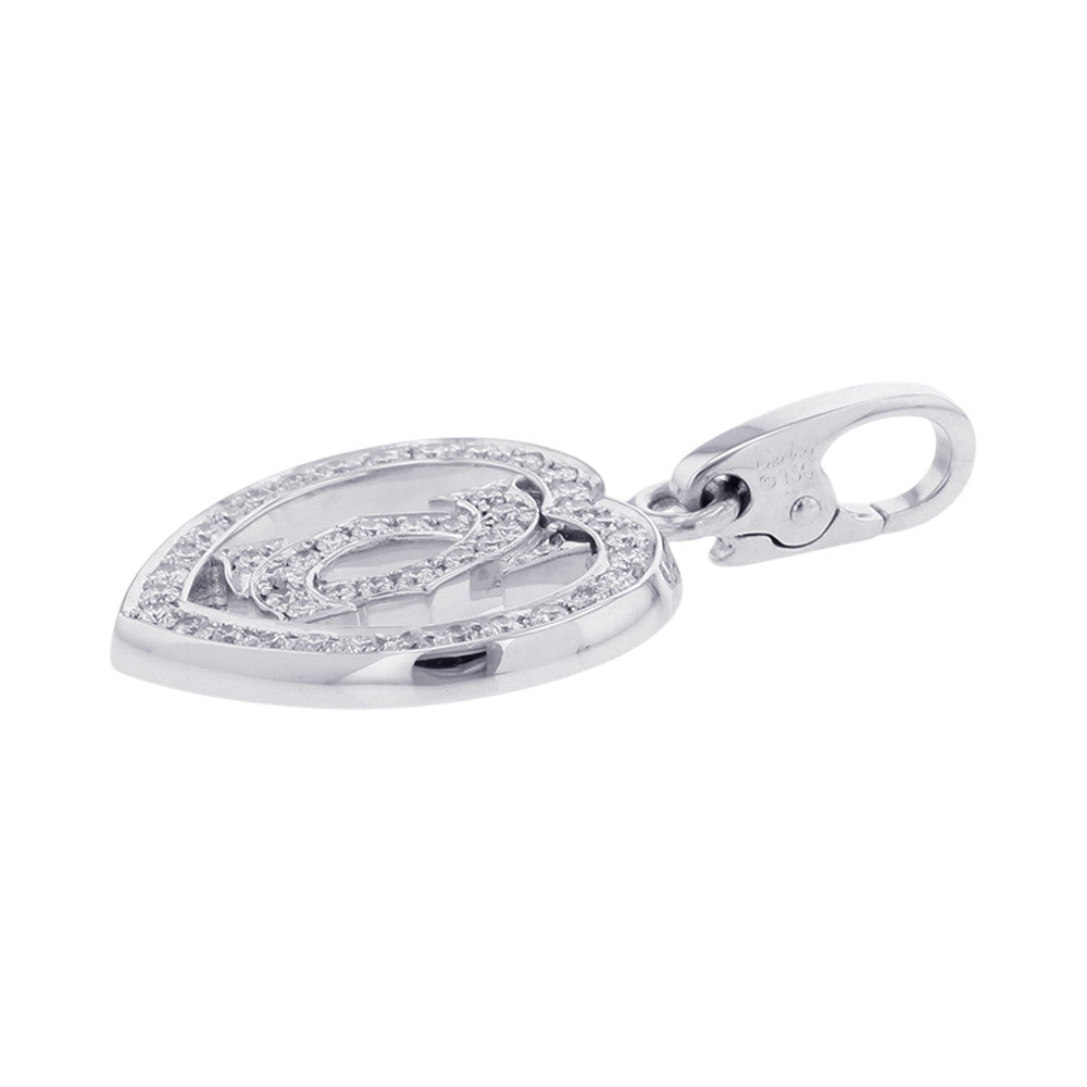 CARTIER 2C Heart Diamond Bag CharmB3015300 18K White Gold