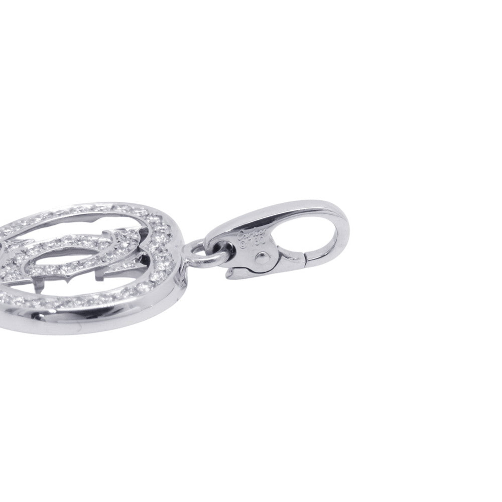 CARTIER 2C Heart Diamond Bag CharmB3015300 18K White Gold