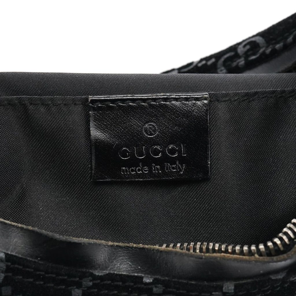 000 0602 Black GG Suede Shoulder Bag