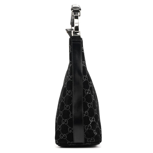 000 0602 Black GG Suede Shoulder Bag