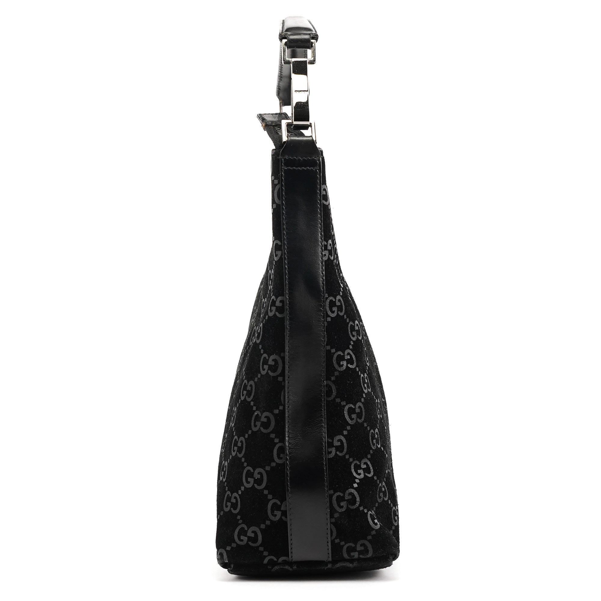 000 0602 Black GG Suede Shoulder Bag