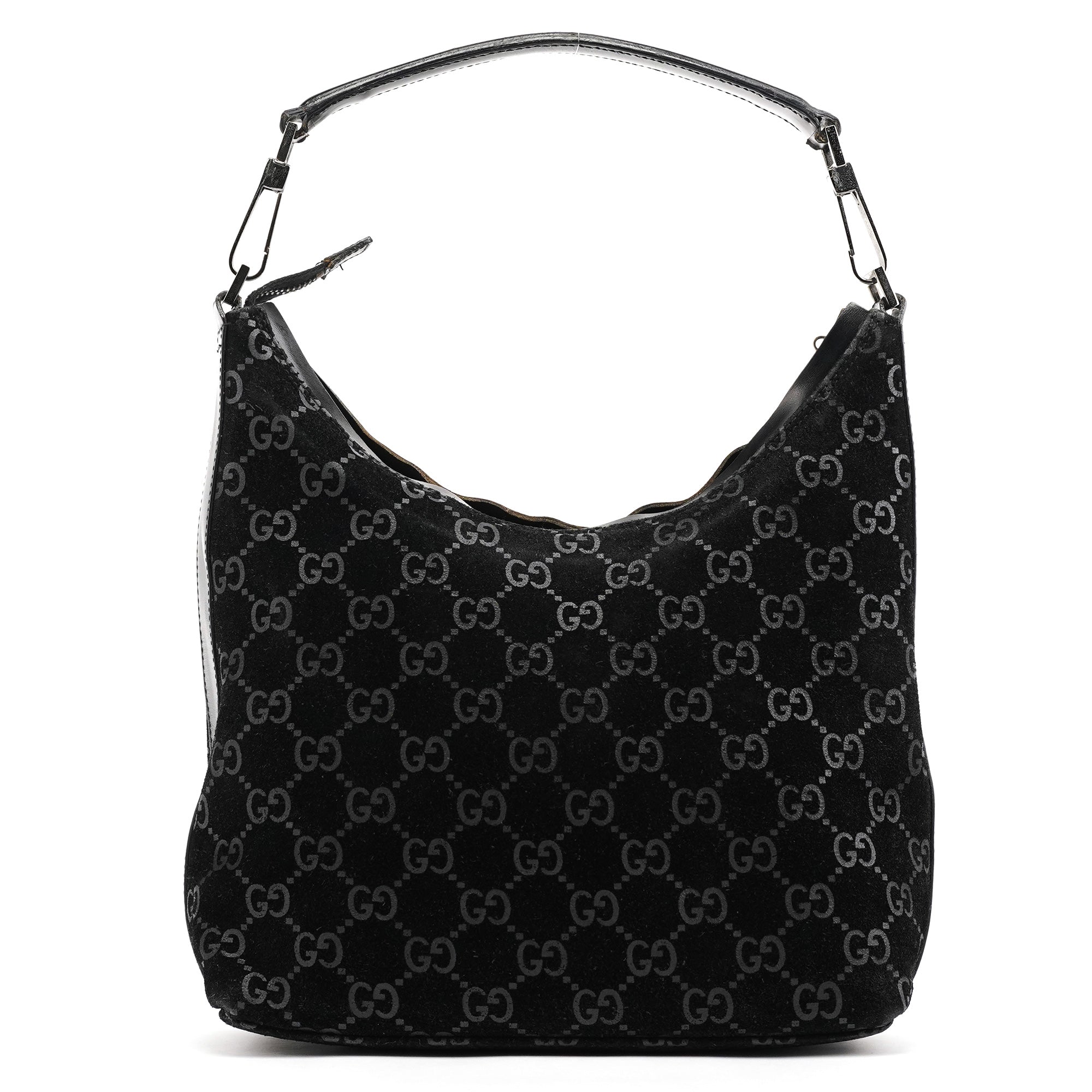 000 0602 Black GG Suede Shoulder Bag