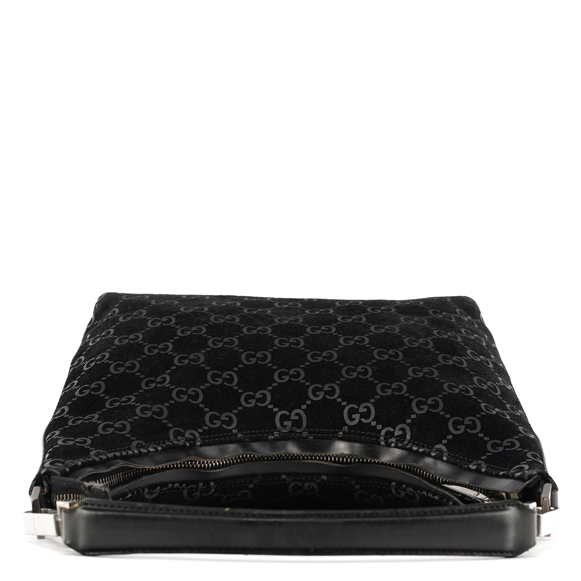 000 0602 Black GG Suede Shoulder Bag