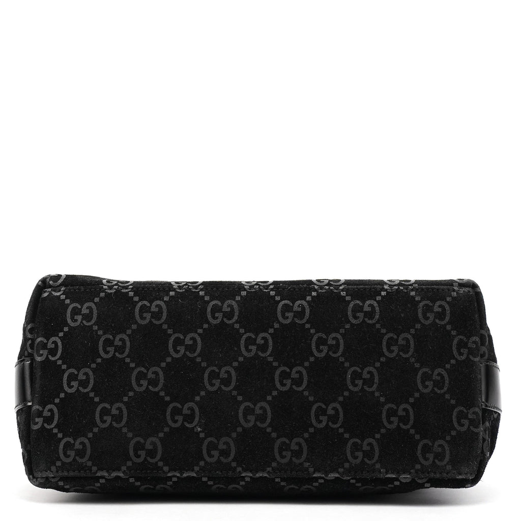000 0602 Black GG Suede Shoulder Bag