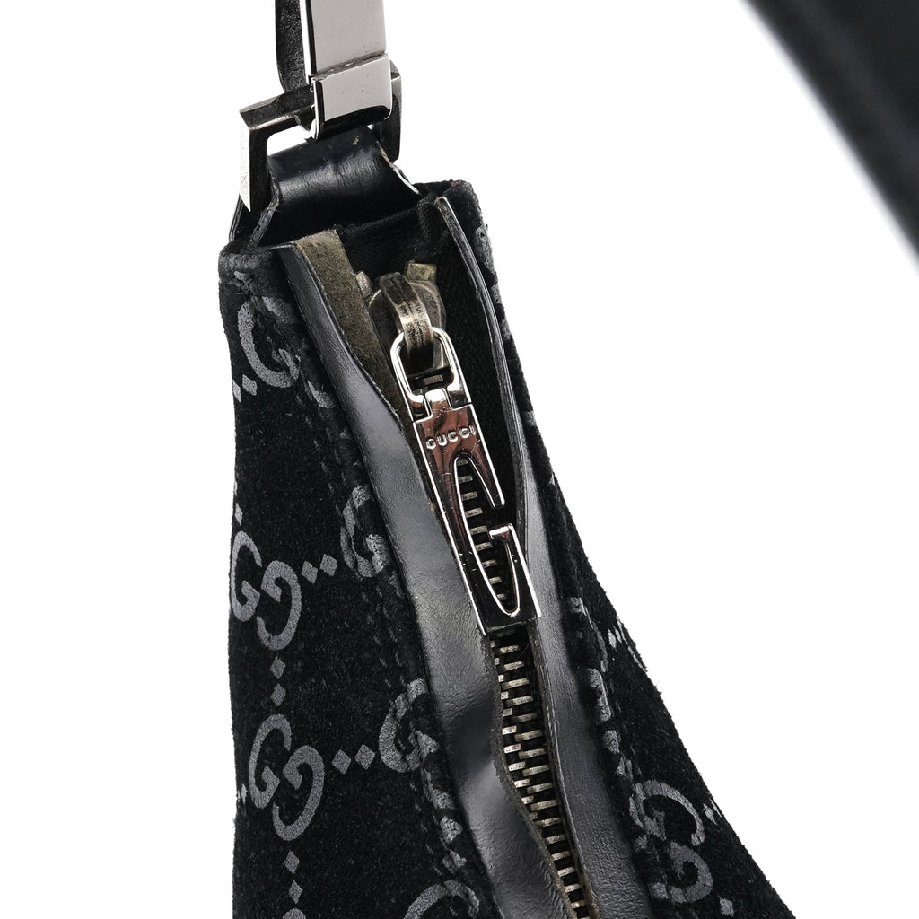 000 0602 Black GG Suede Shoulder Bag