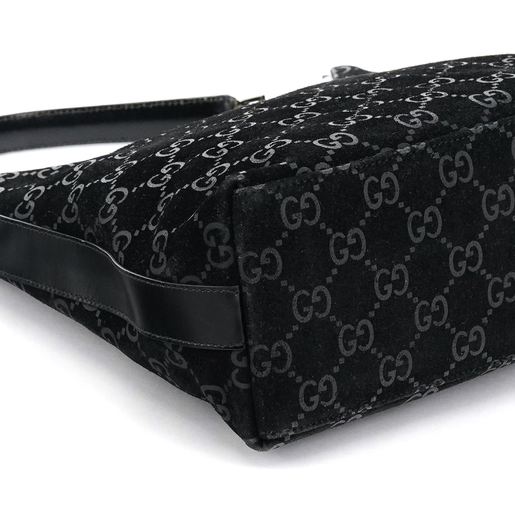 000 0602 Black GG Suede Shoulder Bag