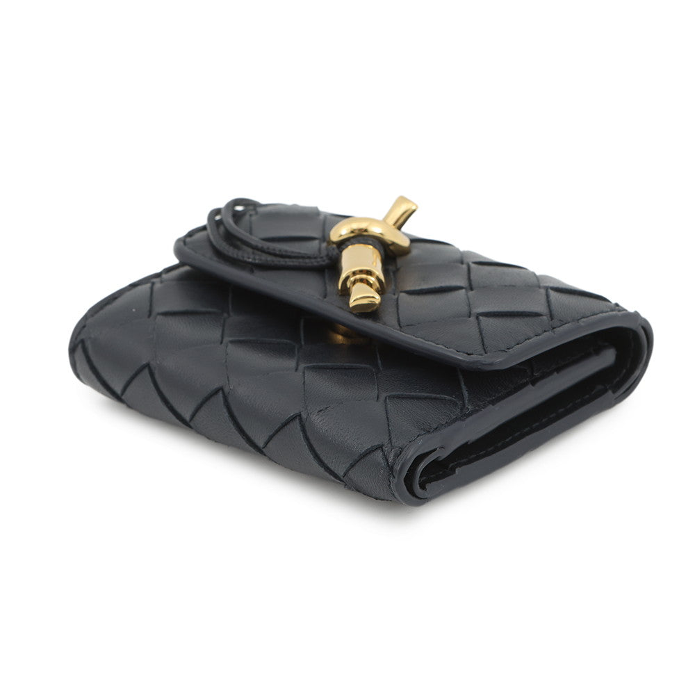 Bottega Veneta Andiamo Tri-fold Wallet Midnight824968VCPP24338 Lambskin
