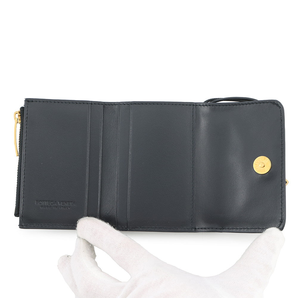 Bottega Veneta Andiamo Tri-fold Wallet Midnight824968VCPP24338 Lambskin