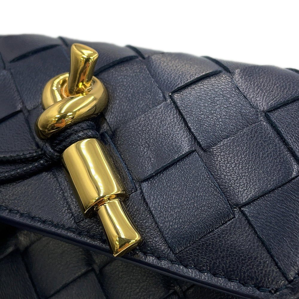 Bottega Veneta Andiamo Tri-fold Wallet Midnight824968VCPP24338 Lambskin