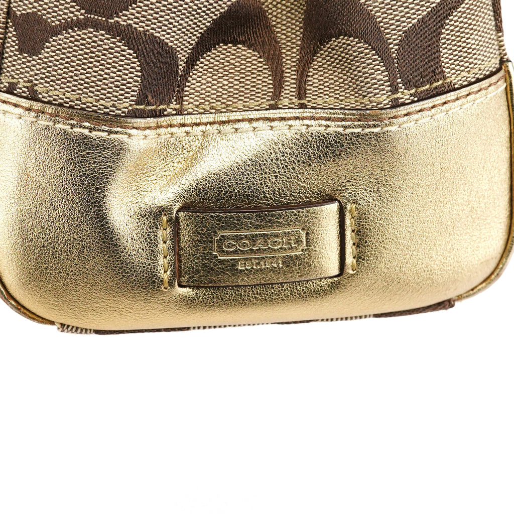 11062 Beige Gold Signature Turnlock Tote Bag