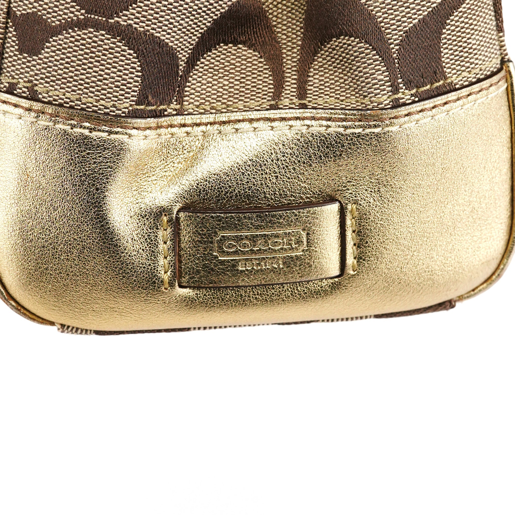 11062 Beige Gold Signature Turnlock Tote Bag
