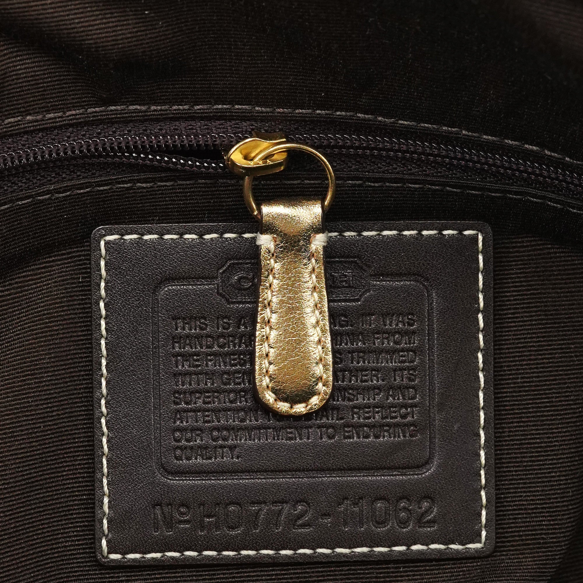 11062 Beige Gold Signature Turnlock Tote Bag