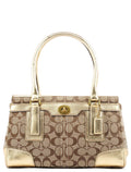 11062 Beige Gold Signature Turnlock Tote Bag