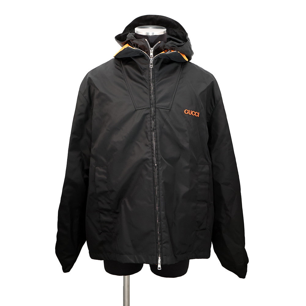 GUCCI Patch Logo Twill Jacket Size 56 Black/Orange804964 ZAQ7F 1000 Nylon100%