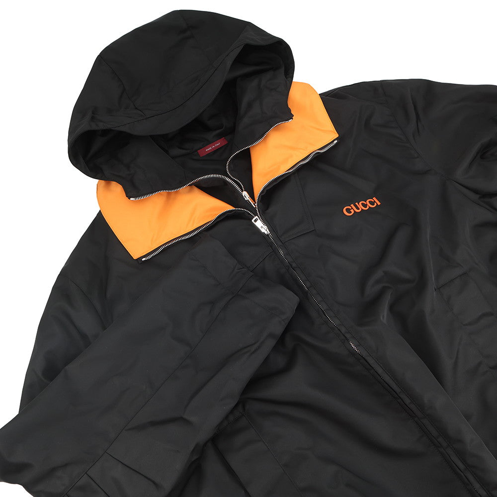 GUCCI Patch Logo Twill Jacket Size 56 Black/Orange804964 ZAQ7F 1000 Nylon100%