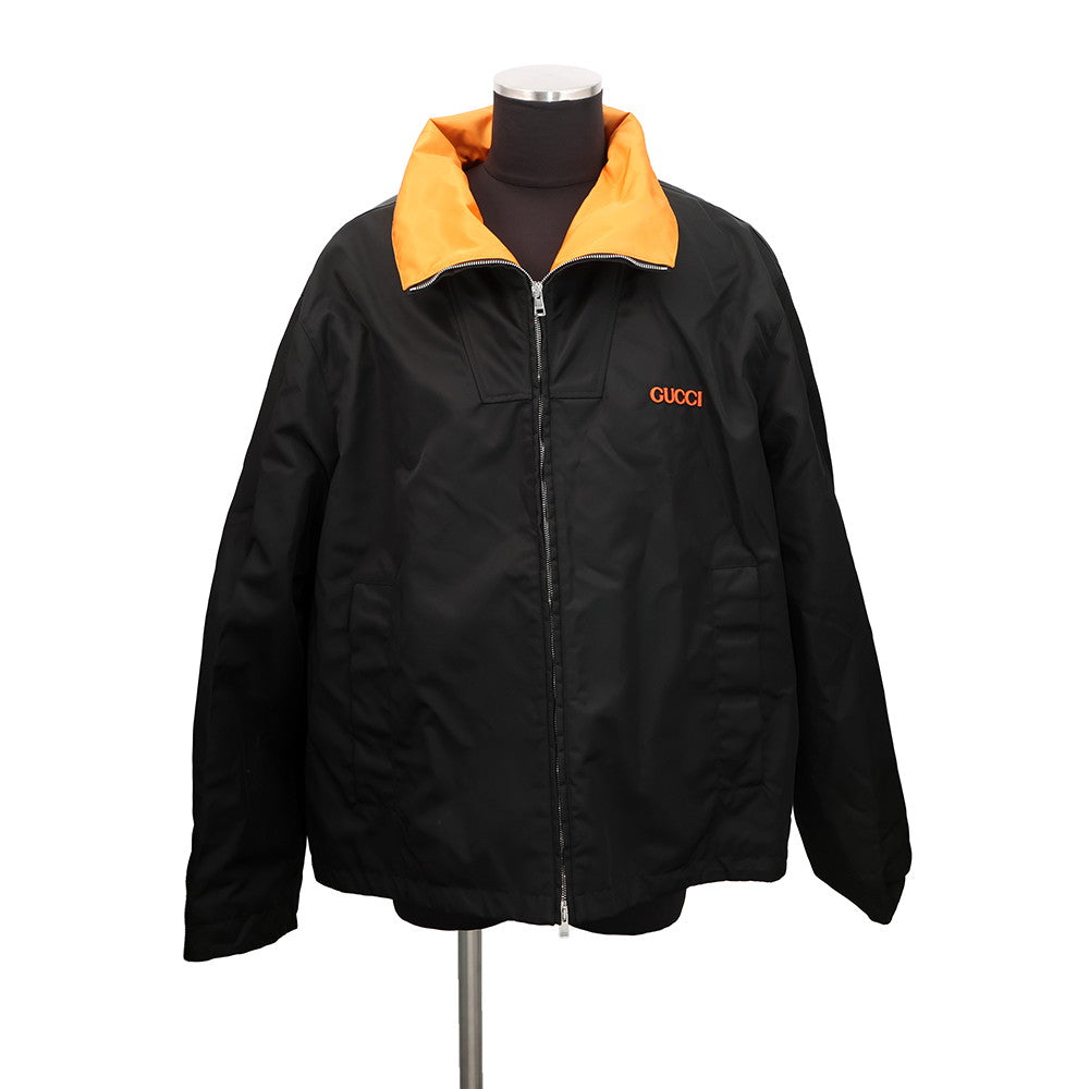 GUCCI Patch Logo Twill Jacket Size 56 Black/Orange804964 ZAQ7F 1000 Nylon100%