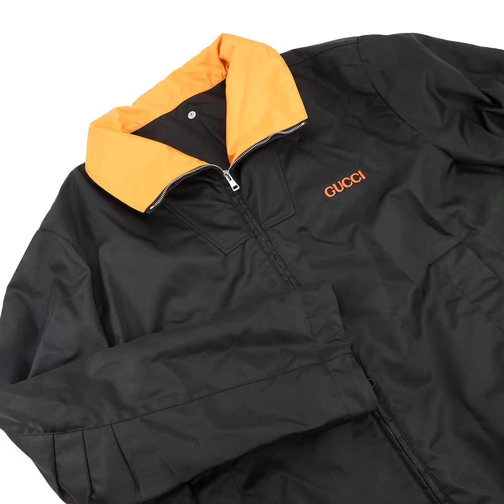 GUCCI Patch Logo Twill Jacket Size 56 Black/Orange804964 ZAQ7F 1000 Nylon100%
