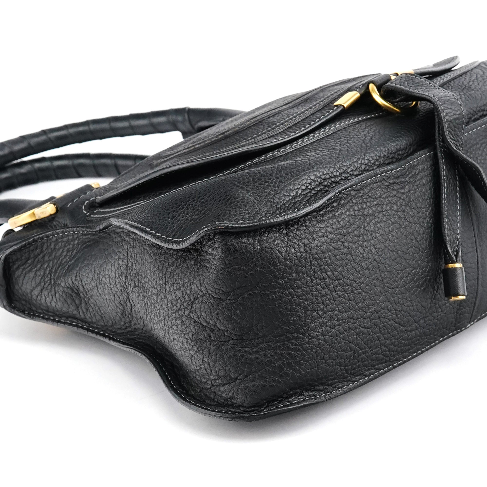 Black Leather Marcie Shoulder Bag