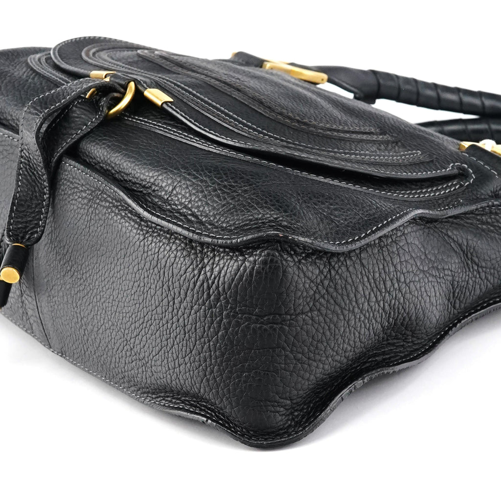 Black Leather Marcie Shoulder Bag