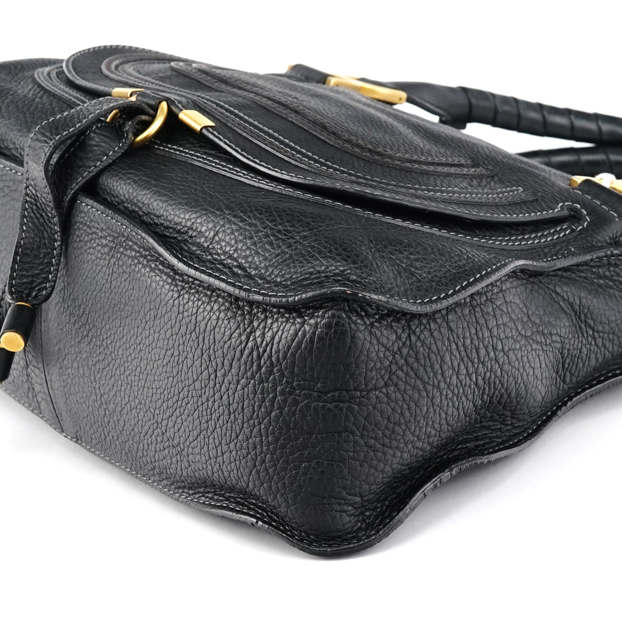 Black Leather Marcie Shoulder Bag