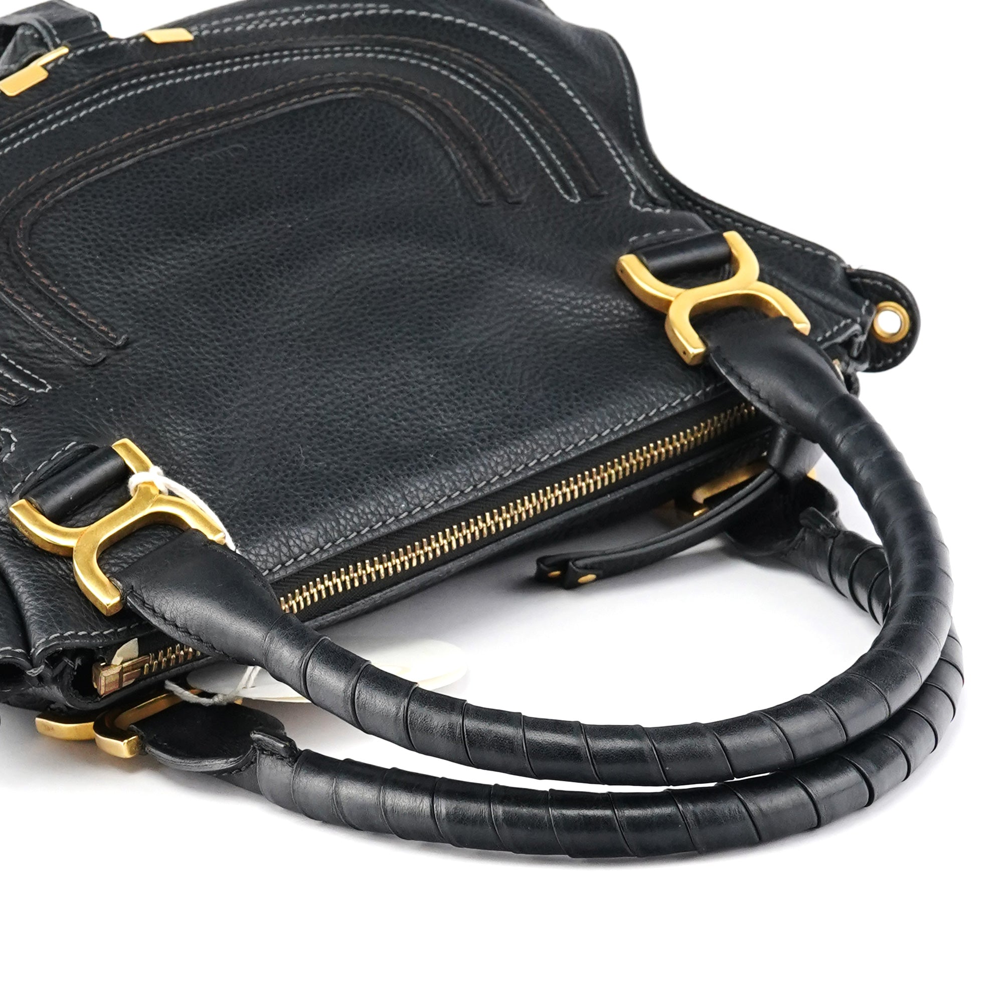 Black Leather Marcie Shoulder Bag