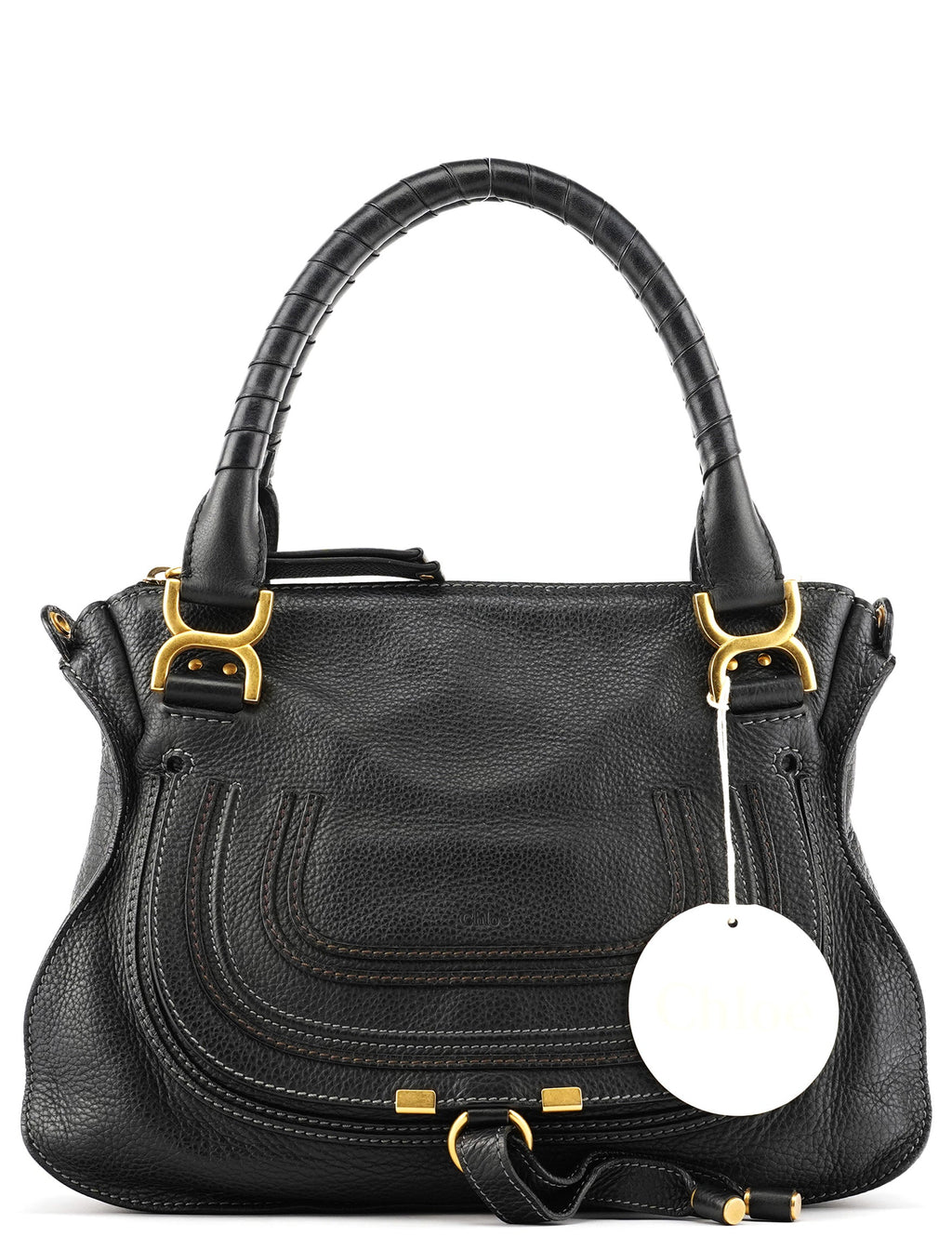 Black Leather Marcie Shoulder Bag