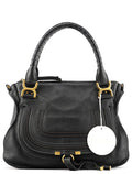 Black Leather Marcie Shoulder Bag