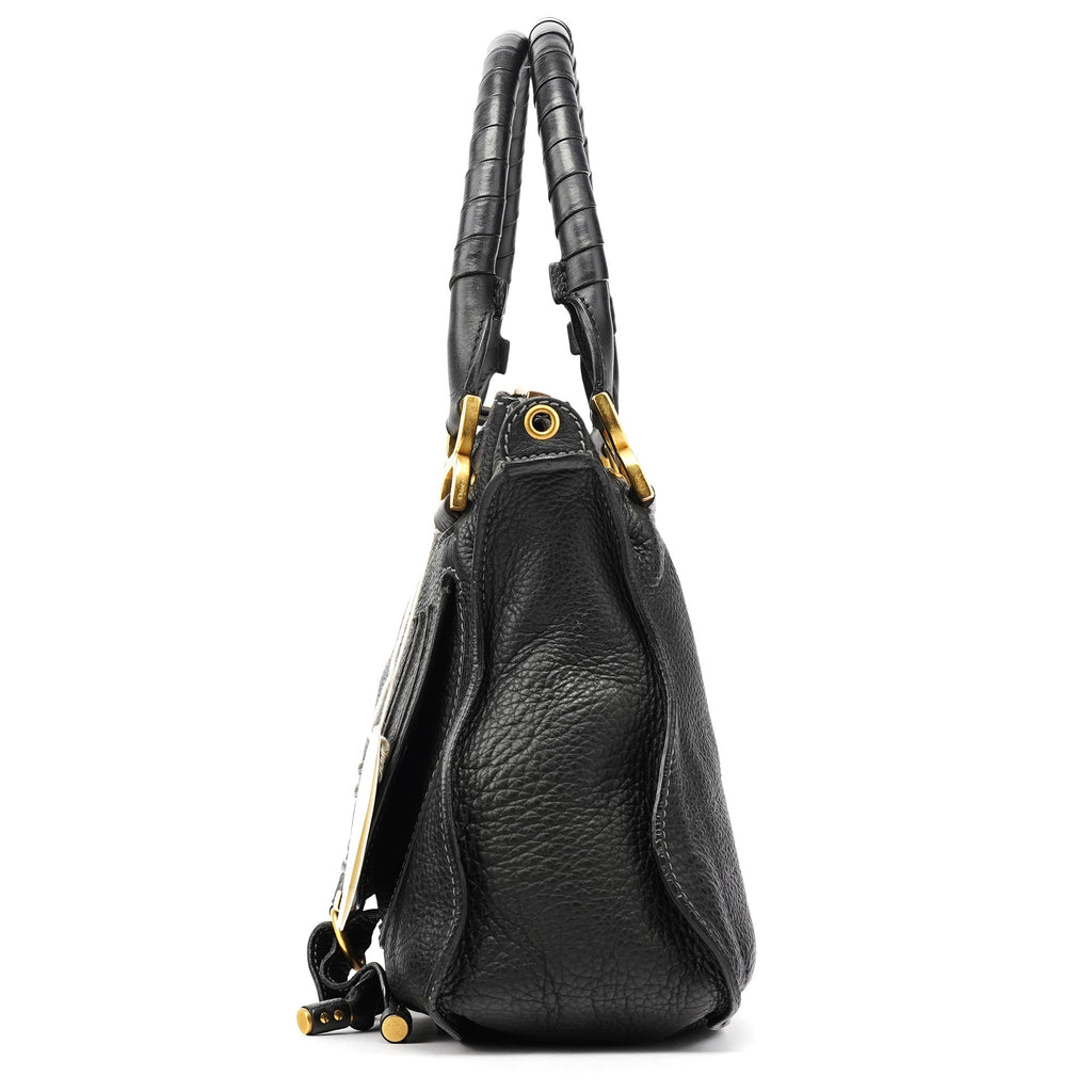 Black Leather Marcie Shoulder Bag