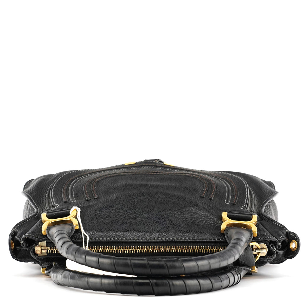 Black Leather Marcie Shoulder Bag