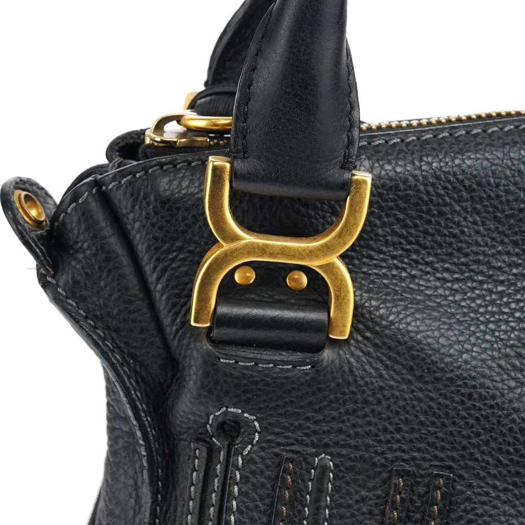 Black Leather Marcie Shoulder Bag