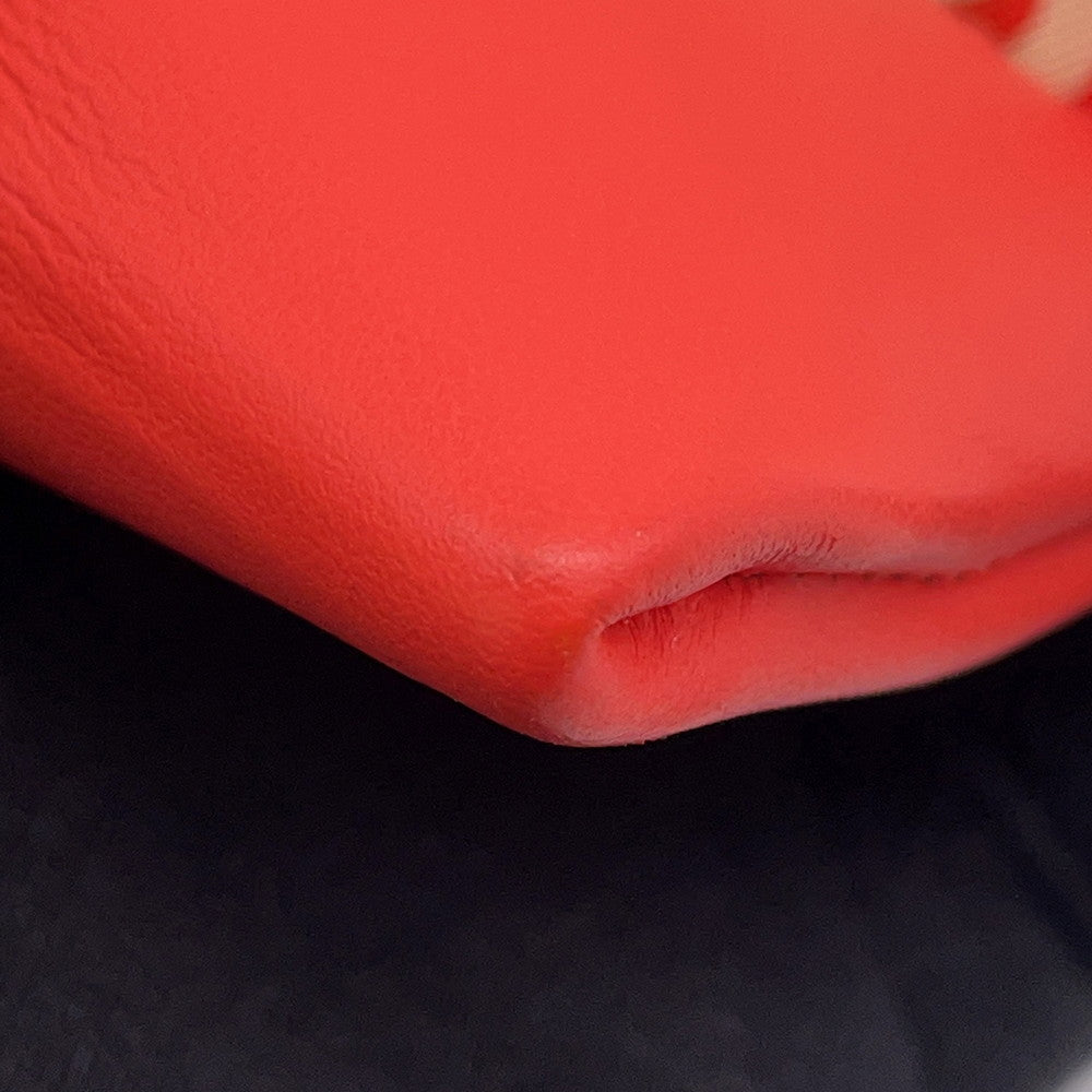 HERMES Silky City Fauve Le Righe Rainbow Orange Field Silk Swift Leather Size PM